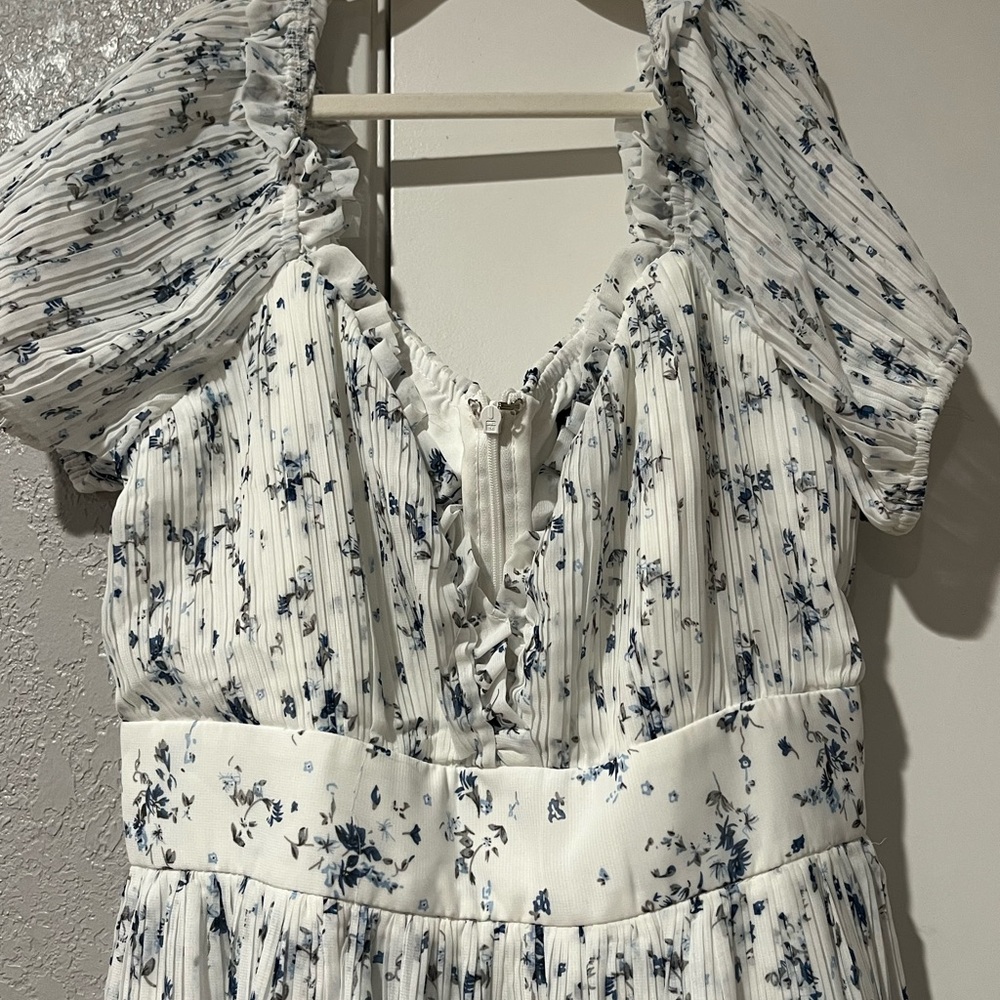 Lulu's Romantic White and Blue Floral Dress - Picture 2 of 4